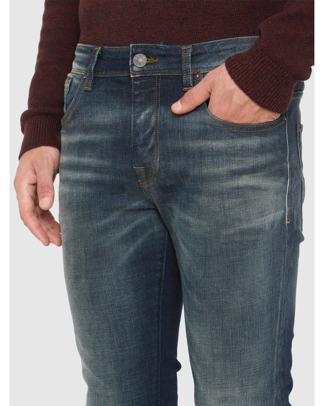 Dark Blue Faded Leon Slim Fit Jeans