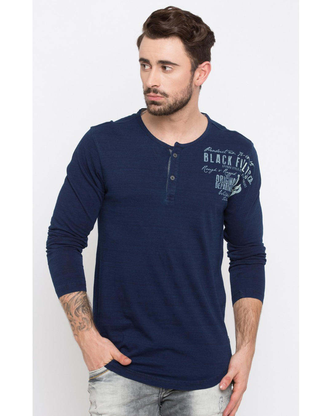 spykar henley t shirt