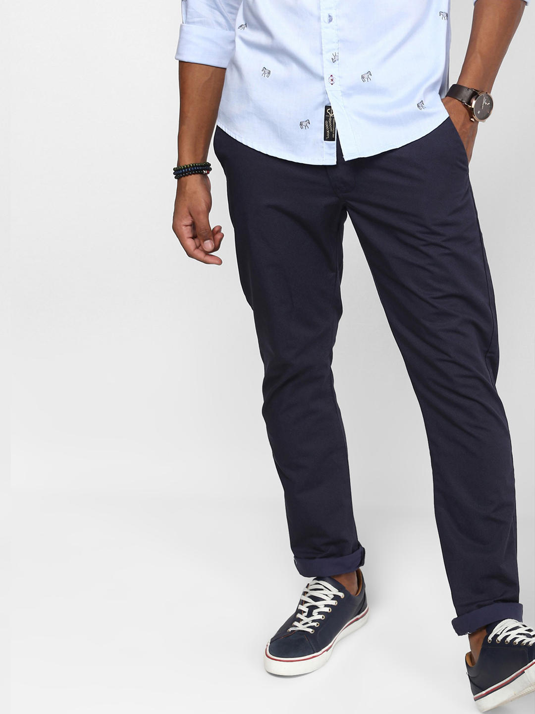 NAVY SOLID STRAIGHT CHINOS