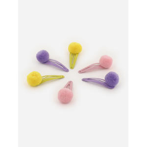 Set of 6 Pink Purple Yellow Kids Tic-Tac Hair Clip 