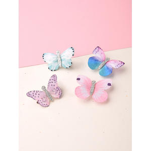 ToniQ Kids Set of 4 Multi-Colour Pastel Pretty Butterflies Hairclip for Girls