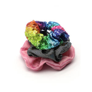 Set of 3 Colorful Party Glitter Scrunchy Rubberband