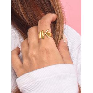 Initial Alphabet K Gold Plated Personalised Ring 