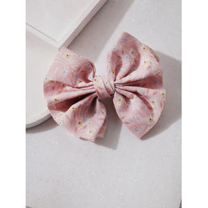 Pink Floral Bow French Barette