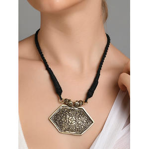 Fida Ethinic oxidised Silver Black necklace for Women