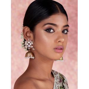 Kundan Gold Plated Floral Jhumka  Earring
