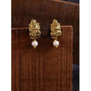 Gold Plated Lakshmi Temple Stud Earring