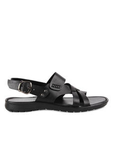 Regal Black leather double strap sling back sandals