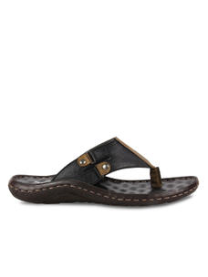 Regal Black leather thong sandals