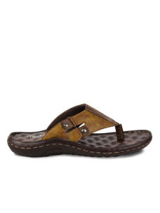 Regal Tan leather wide t- strap  sandal