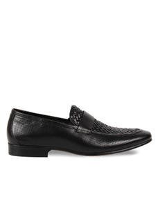 Imperio Black handwoven leather formal shoes