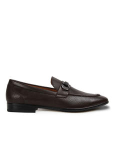 Imperio Coffee printed leather loafers with buckle