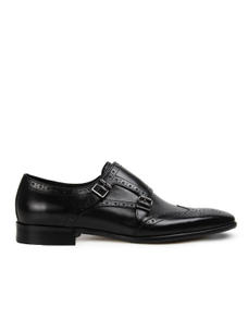 Imperio Black leather double monk brogues
