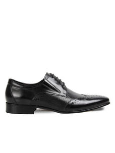 Imperio Black leather laceup perforate brogues