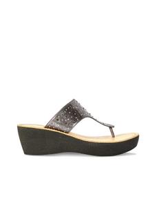 Kenneth Cole Pewter Smart Leather Slip On Wedges