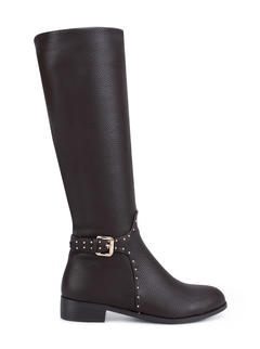 Brown Knee High Studded Boots