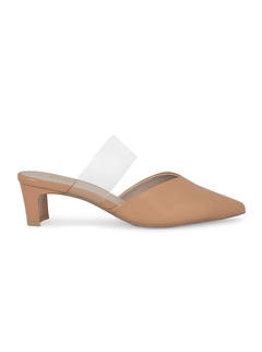 Beige Pointed Toe Mules