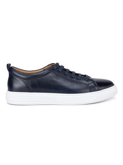 Navy Leather Sneakers
