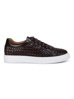 Coffee Weave Leather Sneakers
