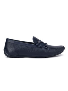 Navy Textured Double Monk Style Moccasins
