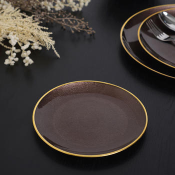 Natural Dark Copper Brown Dessert Plate