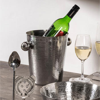 Silver Tone Hammered Wine Bucket