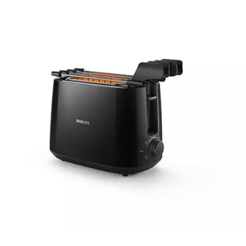 Philips 600 Watts 2-Slice Toaster with Integrated Bun Rack, Black - HD2583/90