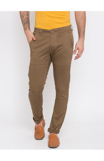 Green Solid Slim Fit Chinos