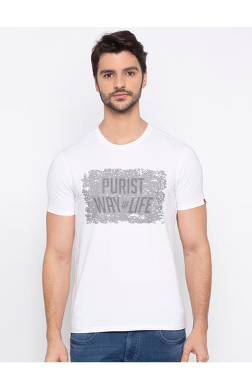 White Printed Slim Fit T-Shirts