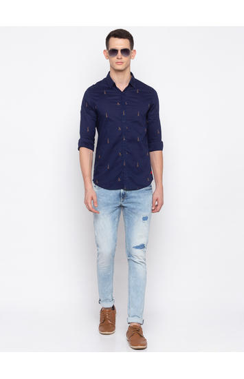 spykar navy blue shirt