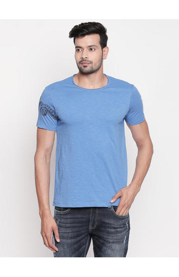 Blue Melange Slim Fit T-Shirt