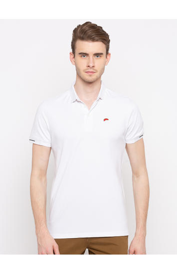 White Solid Slim Fit T-Shirts
