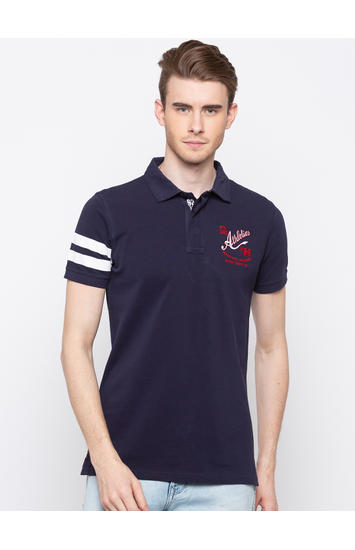 Navy Solid Slim Fit T-Shirts