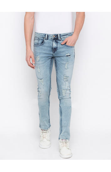 Light Blue Ripped Skinny Fit Jeans