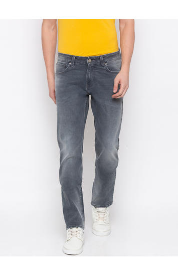 Ash Smoke Solid Tapered Jeans