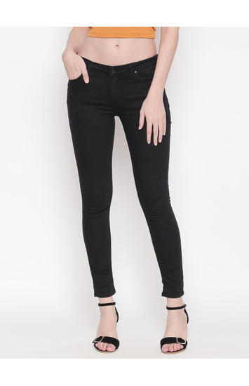 Black Solid Super Skinny Ankle Length Fit Jeans
