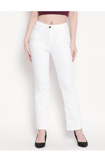 White High-Rise Bootcut Jeans