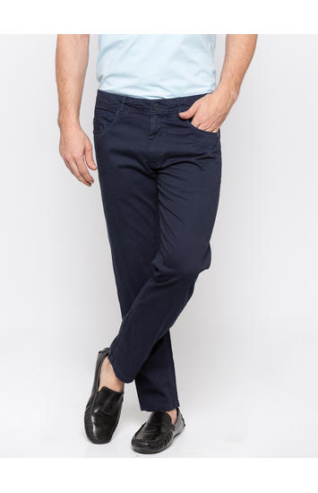 Navy Solid Slim Fit Chinos