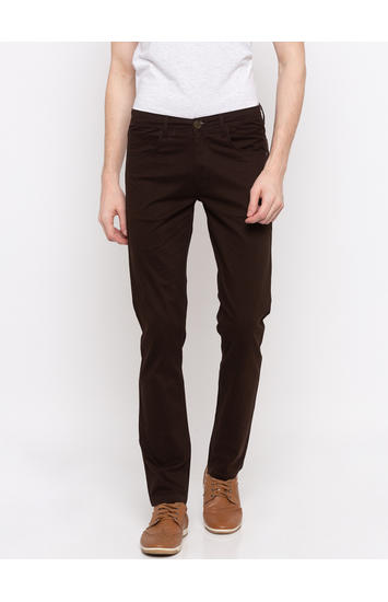 Chocolate Solid Slim Fit Chinos