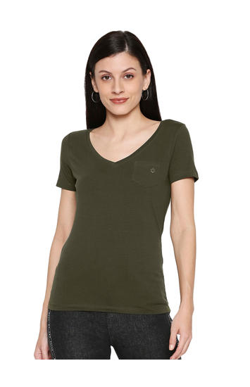 Spykar Cotton Green T-Shirts