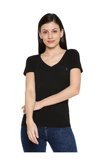Spykar Cotton Black T-Shirts