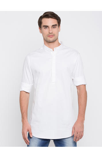 White Solid Slim Fit Shirts