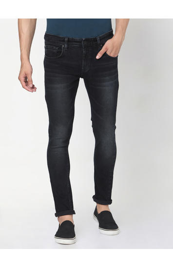 Spykar Black Cotton Skinny Jeans