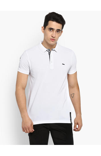 White Solid Slim Fit T-Shirts