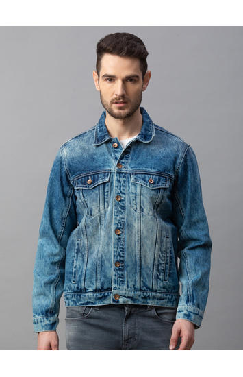 Spykar Blue Cotton Regular Fit Jackets (Regular)
