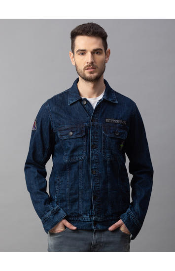 Spykar Blue Cotton Regular Fit Jackets (Regular)