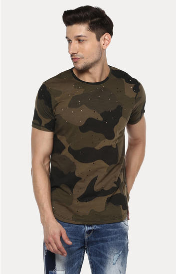 Olive Camouflage Slim Fit T-Shirts