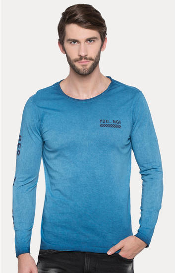 Blue Melange Slim Fit T-Shirts