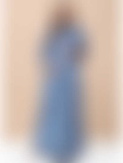 Printed Blue Woolen Maternity Nighty Full Length with Hoodie