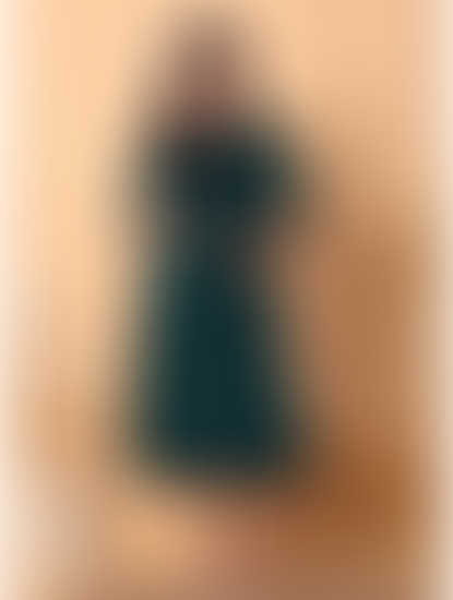 Green Solid Velour Maternity Dress